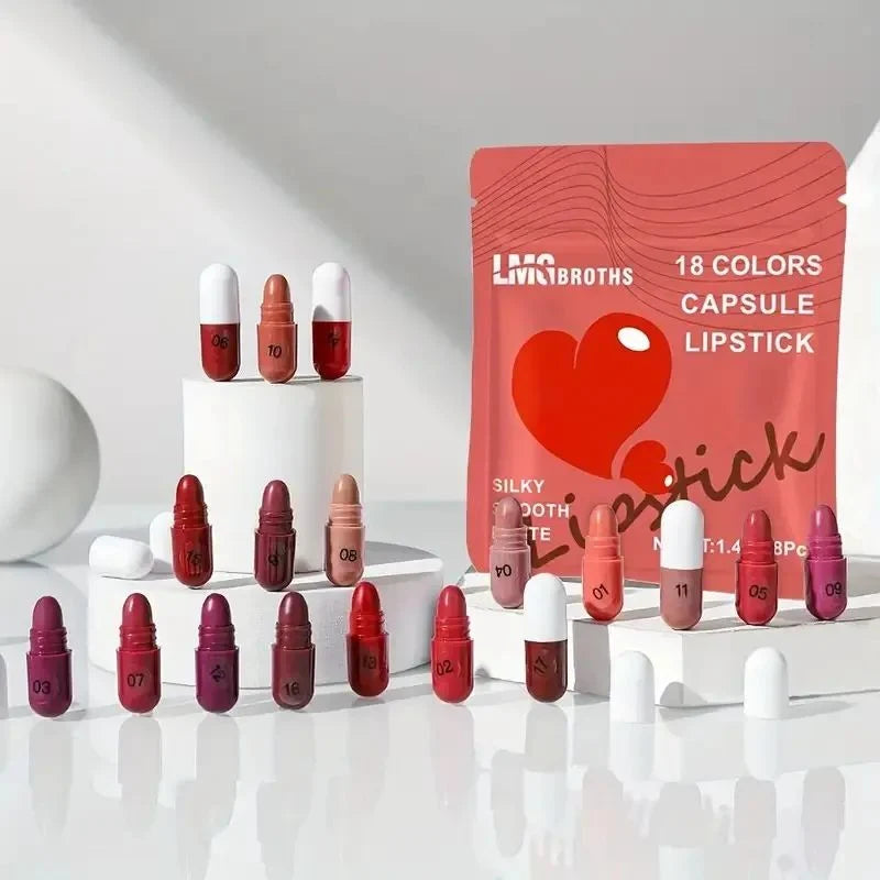ORIGINAL IMPORTED LMG BROTHS 9/12/18 Color Capsule Lipstick Set – Silky Smooth Matte Finish Mini Lipstick Pods (Travel Size & Portable)
